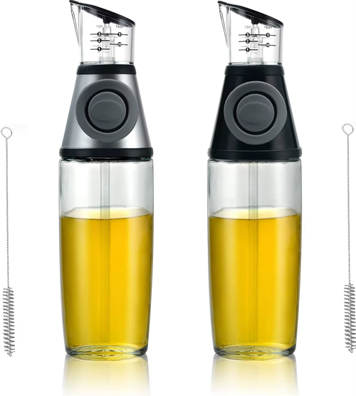 Oil and Vinegar Dispenser Bottle Control Pump 500ml Glass Spice With Measuring Pour Easy Refill Cleaning Bulk Sale