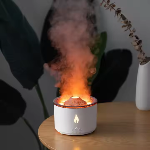 Intelligent Purifiern 360ml Flame Humidifier Aromatherapy Two Spray Jellyfish Volcano Diffuser With Remote Control
