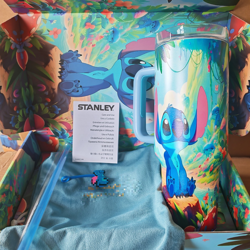 New Custom High Quality 40oz Stitch Laser Printing Tumbler Straw Cup Stainless Steel Insulated Water Bottle