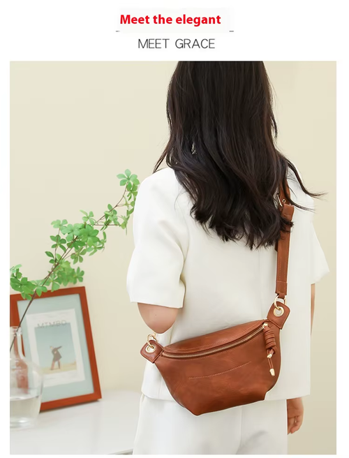 2025New Fashion Pu Ladies Waist Bag Leather Sling Crossbody Cross Body Fanny Pack Chest Bag Women