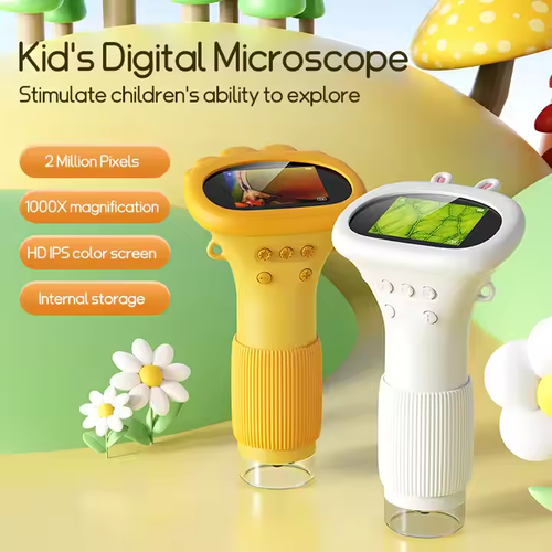 ODM 2-Inch IPS 1000X Handheld Mini Electronic Microscope LED Fun Science Kit for Kids Portable Real Microscope Toys Gifts