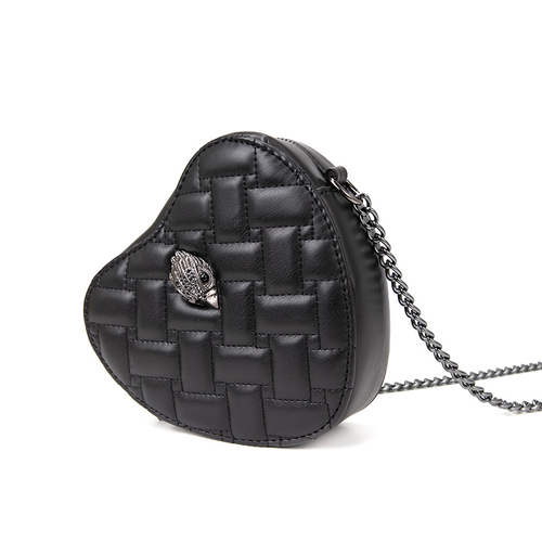 Girls New Fashion PU Heart Bags Luxury Rhombic Lattice Chain Purses for Women Female