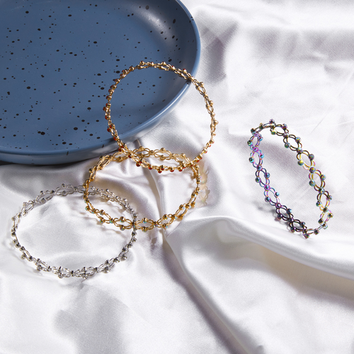 2 in 1 Magic Retractable Ring Bracelet Creative Stretchable Twist Folding Ring Crystal Rhinestone Bracelets Women