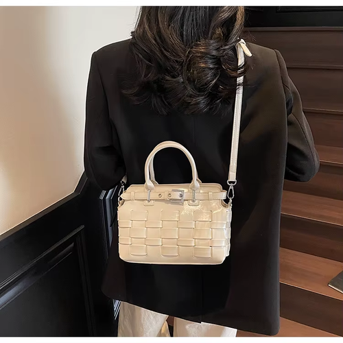 Wholesale Fashion Women Large Capacity PU Leather Handbag Single Shoulder Woven Tote Bag Handbags With High Quality
