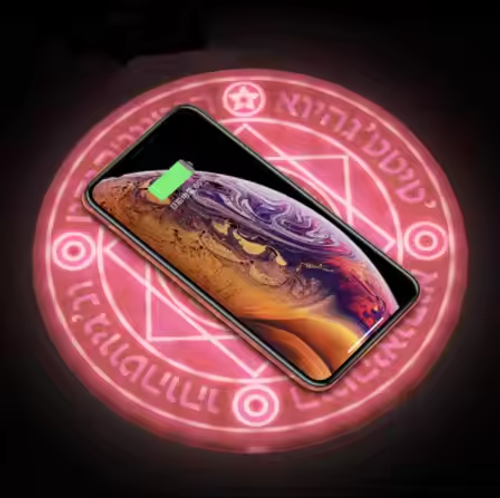 2025New Magic Circle Fast Charging Wireless Charger with Sound Effect Mobile Phone Charging Base with USB Input Interface