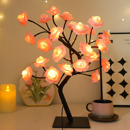 45cm Desk Bonsai Tree Light With 24 Led Copper Wire Usb Artificial Room Flower Decoration Stand Fairy Rose Led Light Tree