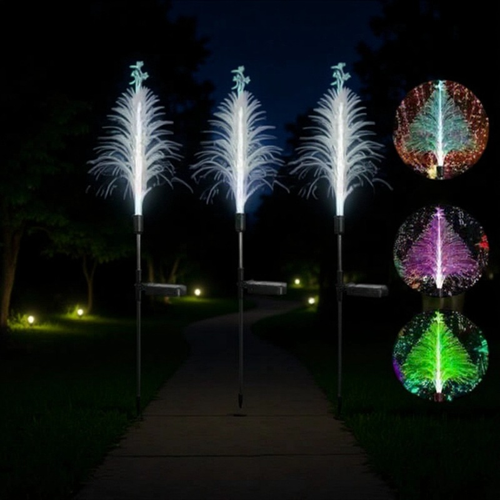 Optic Fiber Solar LED Outdoor Garden Light Waterproof RGB Colorful Stake for Lawn Park Gate Security for Landscape Event Flower（Two-pack）