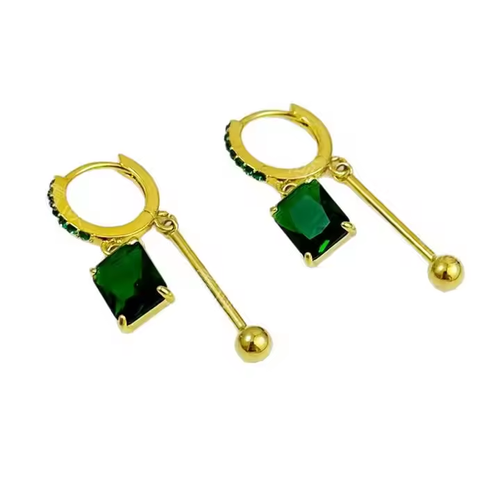 Hypoallergenic Needle Earring Sparkling Geometric Drop Hoop Earrings for Women