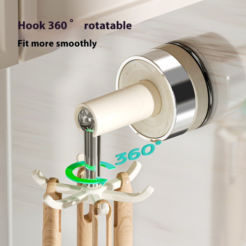 Rotating Plastic Kitchen Suction Cup Wall Mounted Hook Detachable Spoon Spatula Cookware Storage Eco-Friendly（Set of 4）