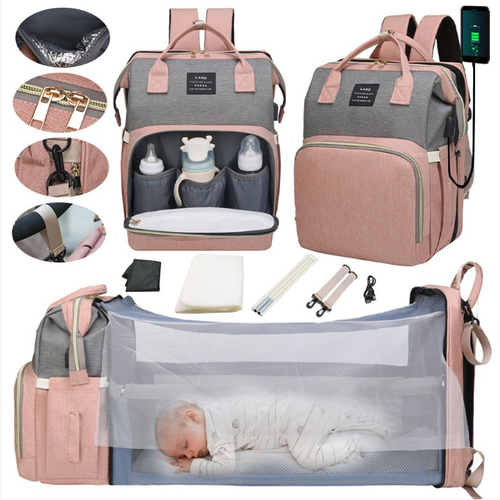 Hot Waterproof Folding Travel Maternity Nursing Backpack Handbag Stroller Nappy Diaper Bag with Bassinet