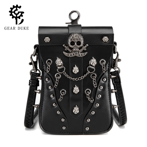 European American Retro Cross-Border Women's Shoulder Bag Punk Personality Skull Rivet Crossbody Mobile Coin Purse Polyester PU