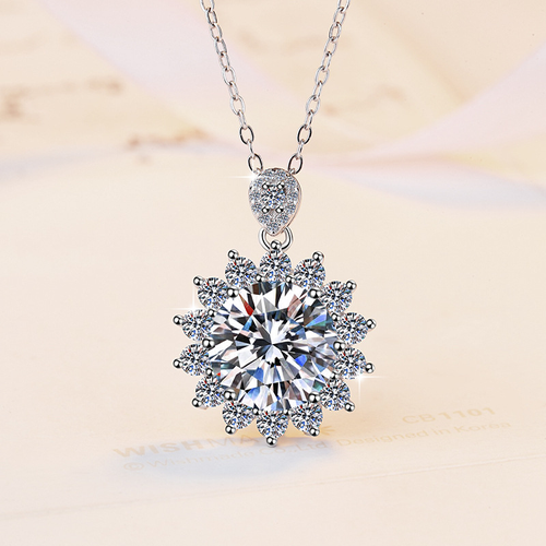 2025New Mylove High Quality 925 Silver Necklace Dropshipping Jewelry 5 Carats Moissanite Sunflower Pendant for Women Fashion
