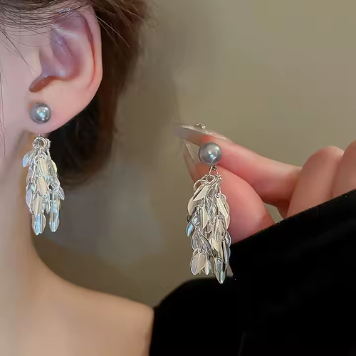 Pearl Decoration Tassel Drop Earring Women Fashion Real Gold Plated Jewelry Earrings Luxury 925 Silver Earrings