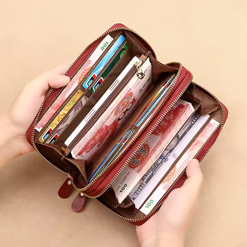 Money Leather Wristlets Wallets for Ladies Fashion Female Cellphone Purses 2025 Money Bag New Carteras De Mujer Wallet Women