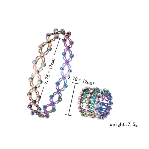 2 in 1 Magic Retractable Ring Bracelet Creative Stretchable Twist Folding Ring Crystal Rhinestone Bracelets Women