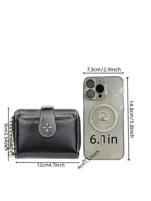 Mini bag, personalized and simple style, short wallet for men and women, vintage style zippered coin purse, multi-functional driver's license holder.