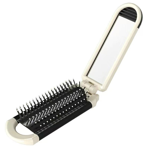 Buy One Get One Free 2025New Beige Foldable Travel Comb Light Luxury Portable Air Cushion Mirror Comb Removable Mirror Hair Brush All-in-one Comb