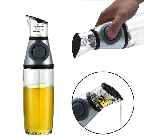 Oil and Vinegar Dispenser Bottle Control Pump 500ml Glass Spice With Measuring Pour Easy Refill Cleaning Bulk Sale