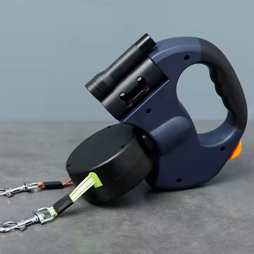 2025New 3m Dual Retractable Double End Lead Rope Led Light Automatic 360° Tangle-Free Retractable Dog Walking Leash With Container