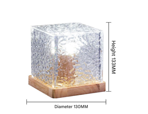 16-Color LED Night Light Romantic Flame Atmosphere Crystal Bedside Desk Lamp Water Ripple Effect Square Romantic Gift for Home