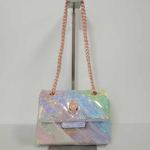 2025 Shimmer Falcon Bag - Rose Gold Hardware Crossbody Purse, Vegan Leather Detachable Chain Shoulder Bag for Women Night Out