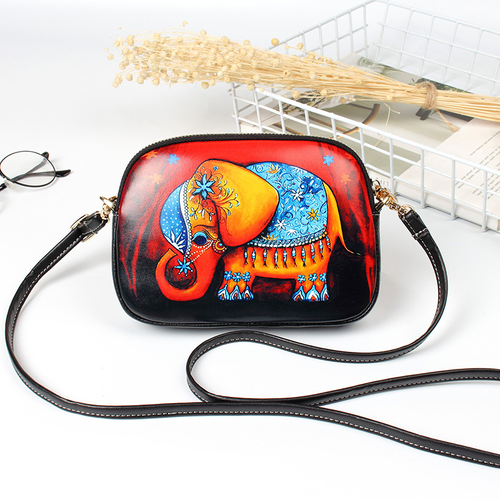 2025new style painted women's shoulder bag mini cartoon zipper small square bag translated into English