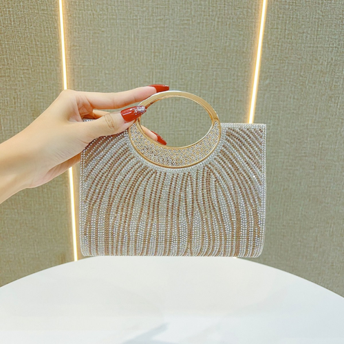2025 New Wholesale Stylish Fashion Dinner Bag Sparkly Rhinestone Striped Clutches Bags for Women Wedding Bridesmaid Gala Party