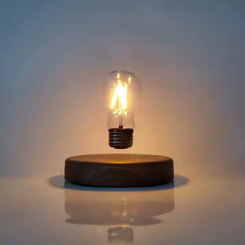 Wireless Levitation Bulb Light Magnetic Floating Desk Lamp Wooden Levitating LED Bulb Desk Lamp for Home Decor