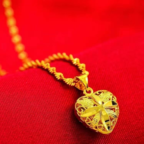Gold Plated Love Heart Pendant Necklace Chokers Anniversary Fashion Jewelry Necklace for Women