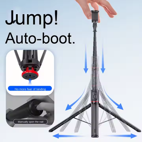 2025New Portable TT01 Selfie Stick & Tripod Remote-Controlled Jump Pole Live Broadcast Artifact with Fold Function for Mobile Phones