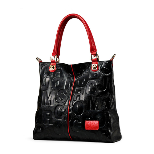 Lady Cowhide Tote Bag and Purses Luxury Designer Handbags for Women New in Genuine Leather Embossed Letters Decorate Sling