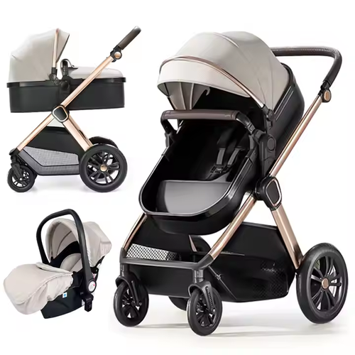 Wholesale Custom 3 in 1 Stroller Baby Carriage Pushchair Luxury Compact Folding Baby Pram Stroller 3 in 1 With Car Seat