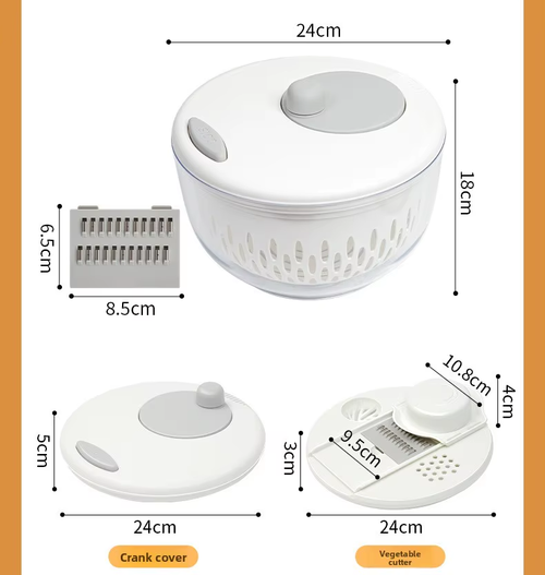 Cross-Border Exclusive Ten-in-One Drainage Basket Fruit Vegetable Dehydrator Manual Spin Dryer Microwave-Safe Vegetable