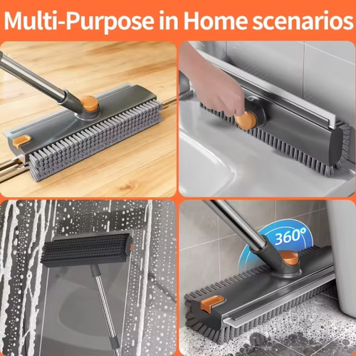 Plastic Push Broom Brush Crevice Cleaning Tool for Home Bathroom Floor Scrubbing Cleaning Brush With Squeegee Floor Scrub Brush