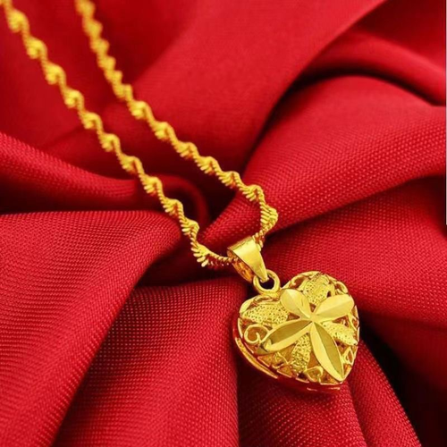 Gold Plated Love Heart Pendant Necklace Chokers Anniversary Fashion Jewelry Necklace for Women