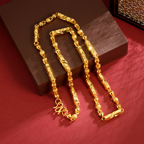 Trendy Shajin Buddha Beads Craft Domineering Big Gold Plated Chain Hexagonal Column Jewelry Shop Same Necklace Male Jewelry