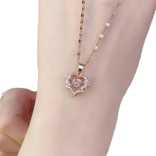 2025 New Wholesale Tarnish Free Necklace Stainless Steel Gold Plated Necklace Hollow Zircon Heart Necklace