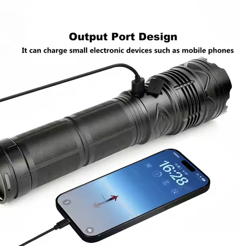 Outdoor Power Display High Power 100W Super Bright Spotlight Long Range Zoomable Emergency Led Flashlight