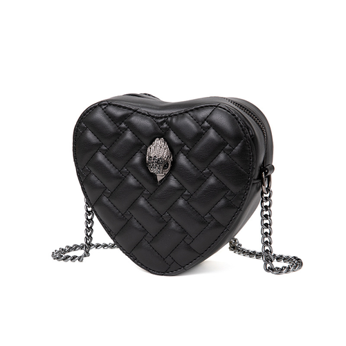 Girls New Fashion PU Heart Bags Luxury Rhombic Lattice Chain Purses for Women Female