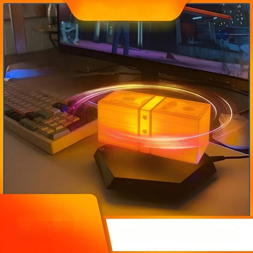 3D Magnetic Levitating Moon Modern Touch Money Lamp Dollar Bill LED Night Light Rotating Base Bedroom Office Desk Decor Plug-In