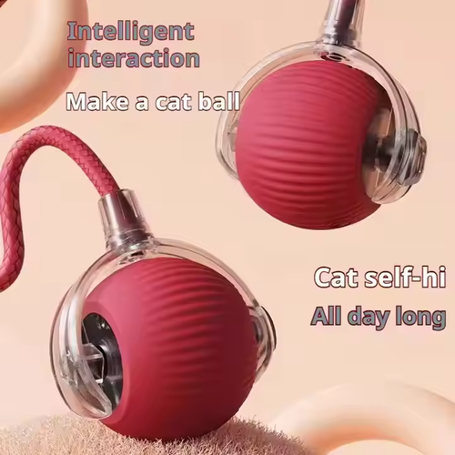 2025 New Arrival Eco-Friendly Pet Interactive Toy Ball with Tail Automatic Teaser for Cat Dog Trending Pet Supplies Products