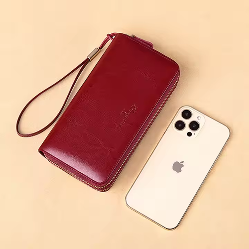 Money Leather Wristlets Wallets for Ladies Fashion Female Cellphone Purses 2025 Money Bag New Carteras De Mujer Wallet Women