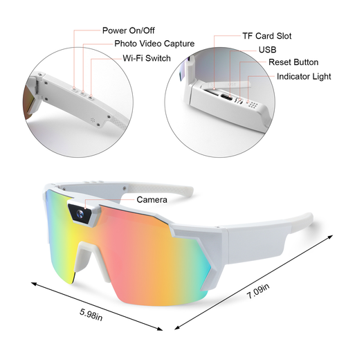 Fashionable Cycling Smart Outdoor Sports Sunglasses Camera With Wi-Fi Direct Recording