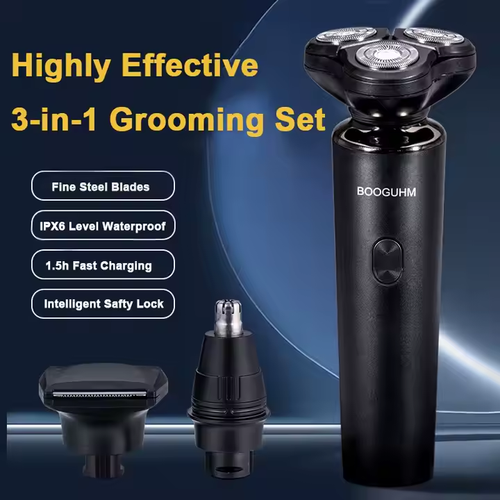 2025New Upgrade 3 in 1 Men Multifunctional Grooming Set Rechargeable Electric Razors Face Shaver