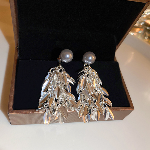 Pearl Decoration Tassel Drop Earring Women Fashion Real Gold Plated Jewelry Earrings Luxury 925 Silver Earrings