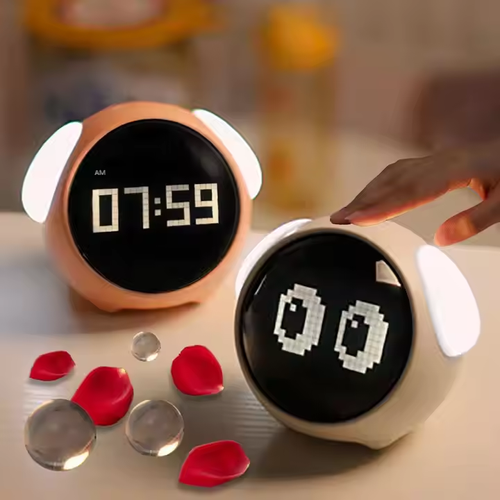 Gift Multi-functional Mini Smart Led Emotion Alarm Clock Charging Digital Display Cute Cartoon Alarm Clock for Kids