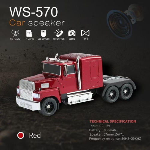 2025NEW Truck Design WS-570 15W 1800mAh Wireless Desktop Party BT Portable FM Radio Mini Karaoke TWS Speaker With RGB Light