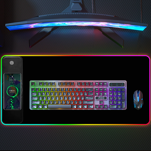 800*300*4mm Wireless Charging RGB Gaming Mouse Pad 15W Led Extra Large Non-Slip Rubber Base Computer Keyboard Desk Mat PC Laptop