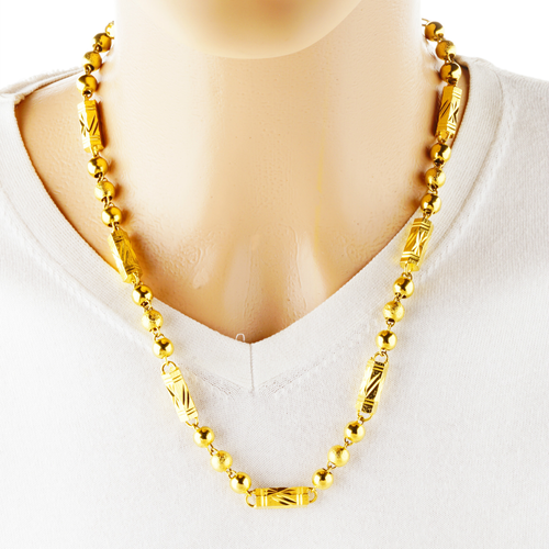 Trendy Shajin Buddha Beads Craft Domineering Big Gold Plated Chain Hexagonal Column Jewelry Shop Same Necklace Male Jewelry