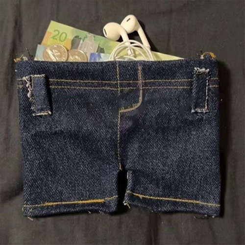 MEIYIN Mini Jeans Wallet Foldable Shaped Coin Purse Card Holder Fashionable Modern Gift for Boyfriend and Dad